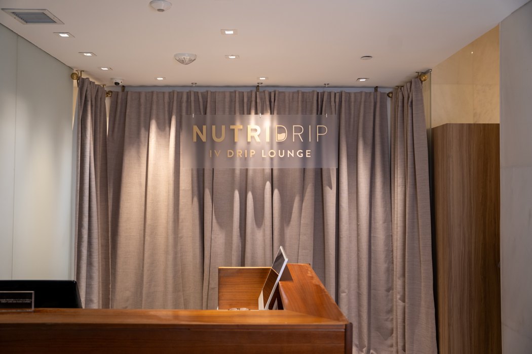 The NutriDrip lounge and its brand sign
